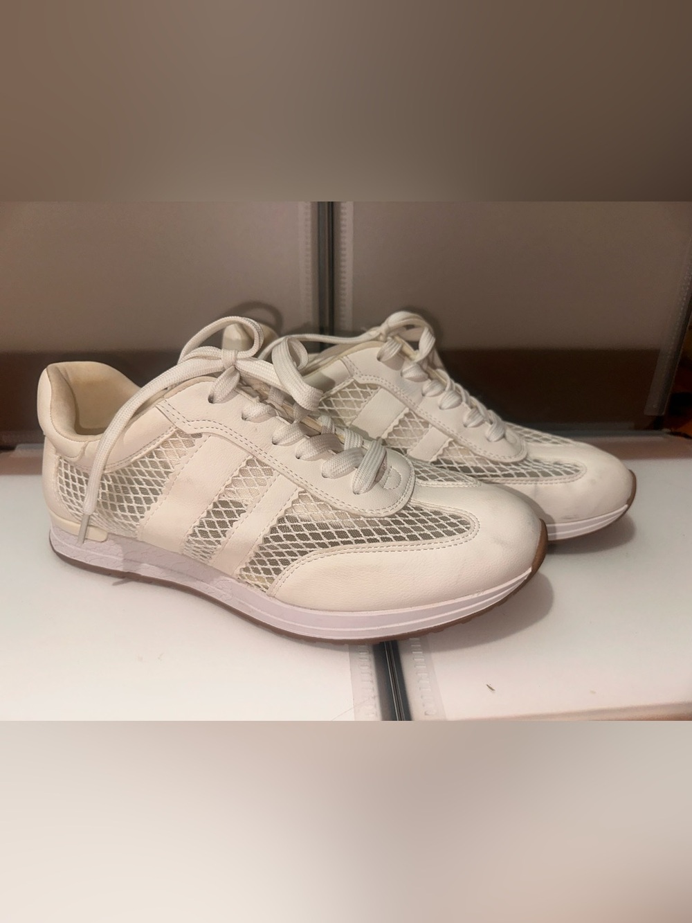 Dolce Vita Cream Lace-Up Mesh Sneakers